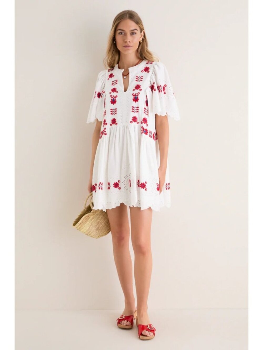 SEA NEW YORK Catharina Embroidery Mini Dress Cream Size Large NWT - Picture 4 of 9